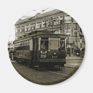 CHICAGO 63RD UND WESTERN 1952 TROLLEY ART SEPIA MAGNET