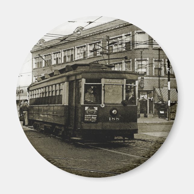 CHICAGO 63RD UND WESTERN 1952 TROLLEY ART SEPIA MAGNET (Vorne)
