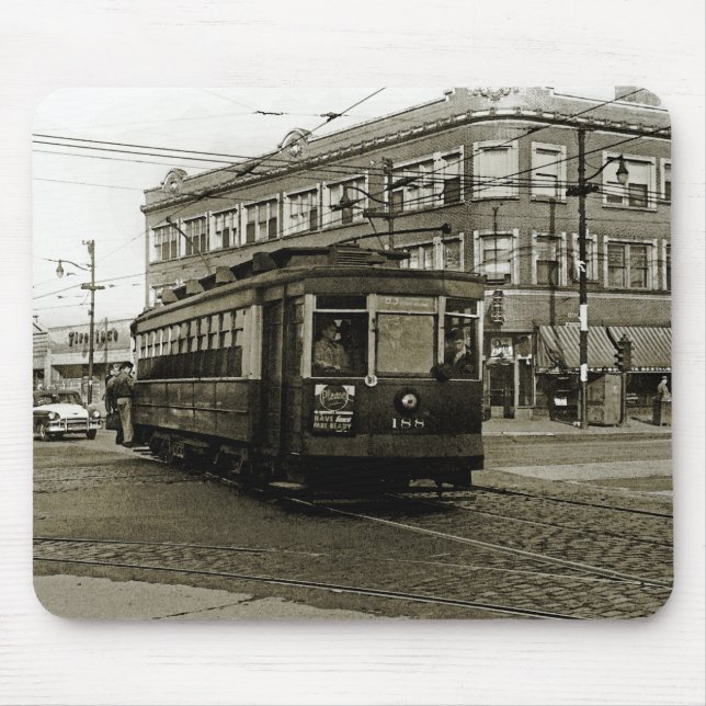 CHICAGO 63RD UND WESTERN 1952 TROLLEY ART SEPIA MOUSEPAD (Vorne)