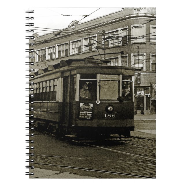 CHICAGO 63RD UND WESTERN 1952 TROLLEY ART SEPIA NOTIZBLOCK (Vorderseite)