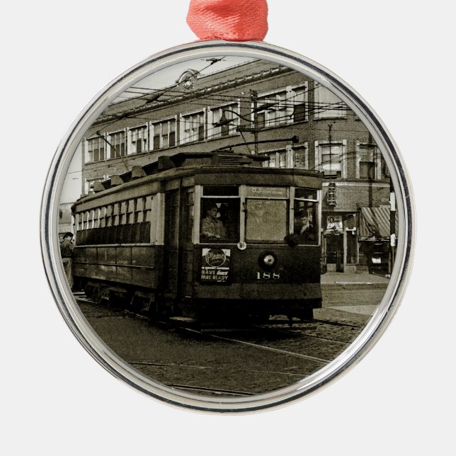 CHICAGO 63RD UND WESTERN 1952 TROLLEY ART SEPIA SILBERNES ORNAMENT (Vorne)