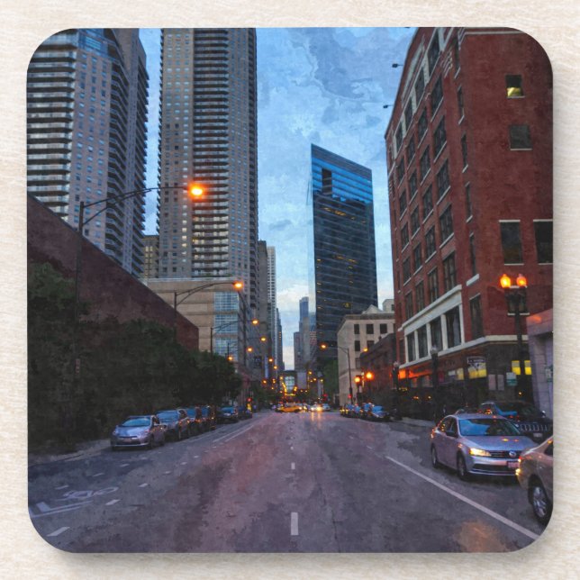 Chicago Abendfahrt Untersetzer (Vorderseite)