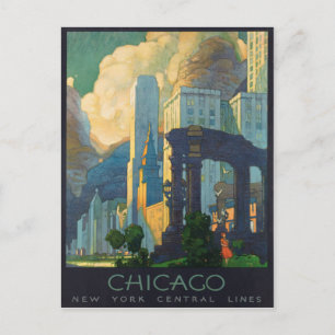 Chicago America Vintage Travel Poster Postkarte