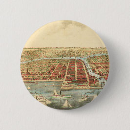 Chicago Antique Map, LaSalle Street und Fluss Button