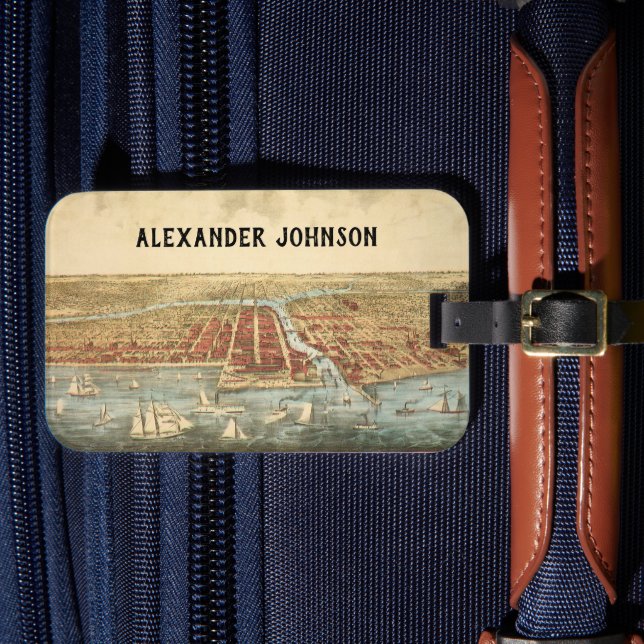 Chicago Antique Map, LaSalle Street und Fluss Gepäckanhänger (Vorderseite Insitu 4)