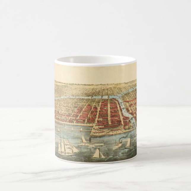 Chicago Antique Map, LaSalle Street und Fluss Kaffeetasse (Mittel)