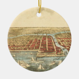 Chicago Antique Map, LaSalle Street und Fluss Keramik Ornament