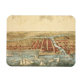 Chicago Antique Map, LaSalle Street und Fluss Magnet