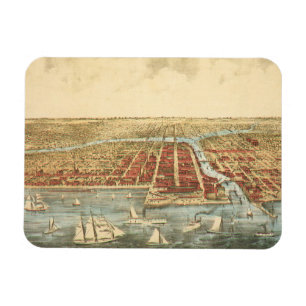 Chicago Antique Map, LaSalle Street und Fluss Magnet