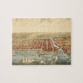 Chicago Antique Map, LaSalle Street und Fluss Puzzle