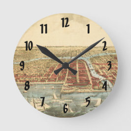 Chicago Antique Map, LaSalle Street und Fluss Runde Wanduhr