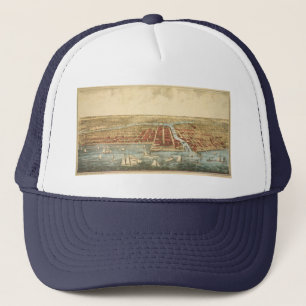 Chicago Antique Map, LaSalle Street und Fluss Truckerkappe