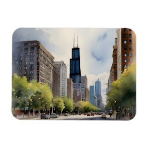 Chicago-Aquarell-Kunst Magnet
