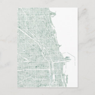 Chicago Aquarellkarte Postkarte