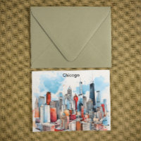 Chicago-Aquarellmalerei Skyline Stadtansicht