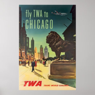 Chicago Art TWA Reiseplakat Illinois Tourismus Poster