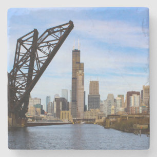 Chicago aus dem Fluss Steinuntersetzer