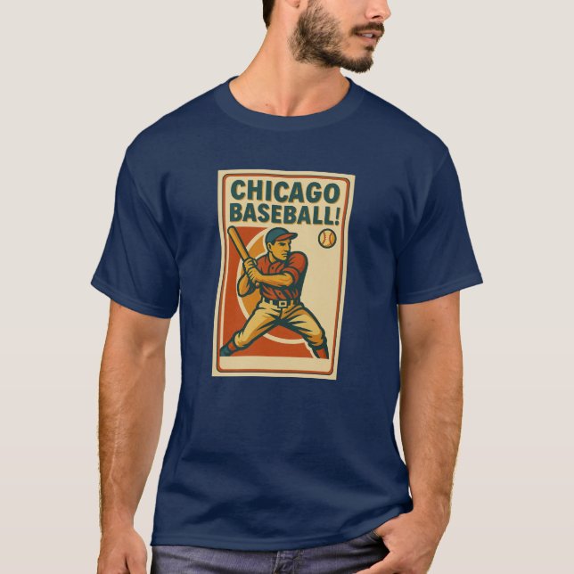 Chicago Baseball! Dunkles T-Shirt (Vorderseite)