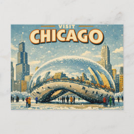 Chicago Bean im Winter Postkarte