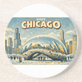 Chicago Bean in Winter coaster Getränkeuntersetzer