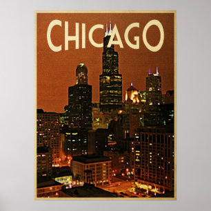 Chicago bei Nacht Poster