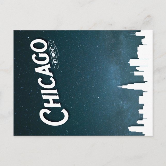 Chicago bei Nacht - Postkarte (Vorderseite)