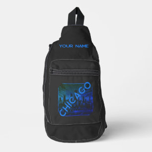 Chicago Black Blue Custom Crossbody Bag