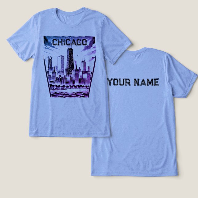 Chicago Black Graphic T - Shirt (Design Vorderseite & Rückseite)