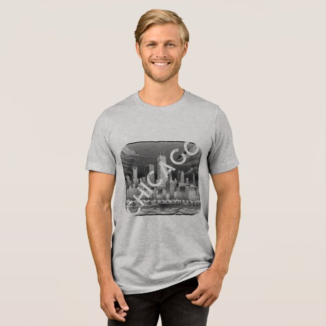 Chicago Black Graphname T - Shirt Tri-Blend Shirt (Vorderseite voll)