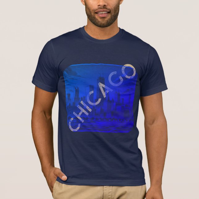 Chicago Blue Tan Name Graphic T - Shirt (Vorderseite)
