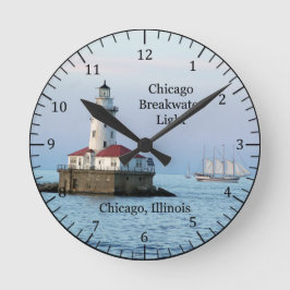 Chicago Breakwater Light and boat clock Runde Wanduhr