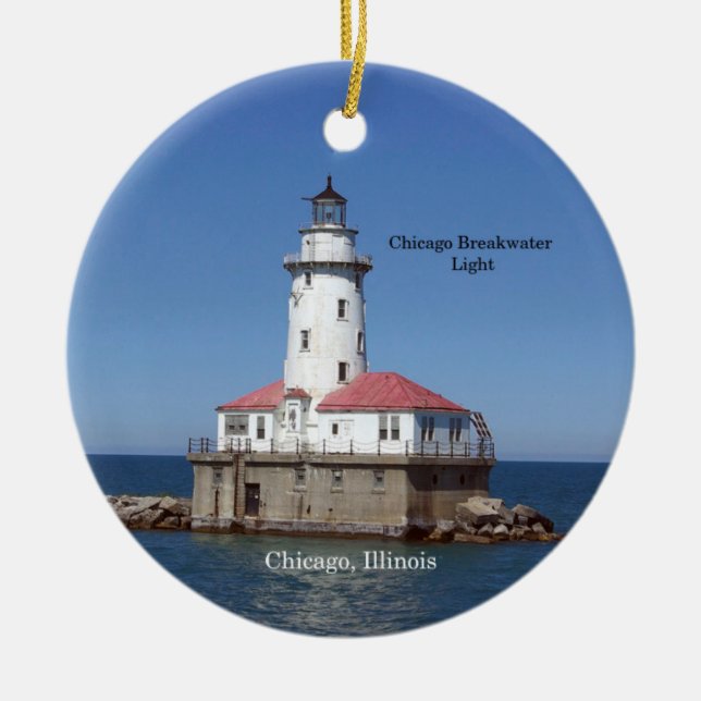 Chicago Breakwater Light Kreisornament Keramik Ornament (Vorne)