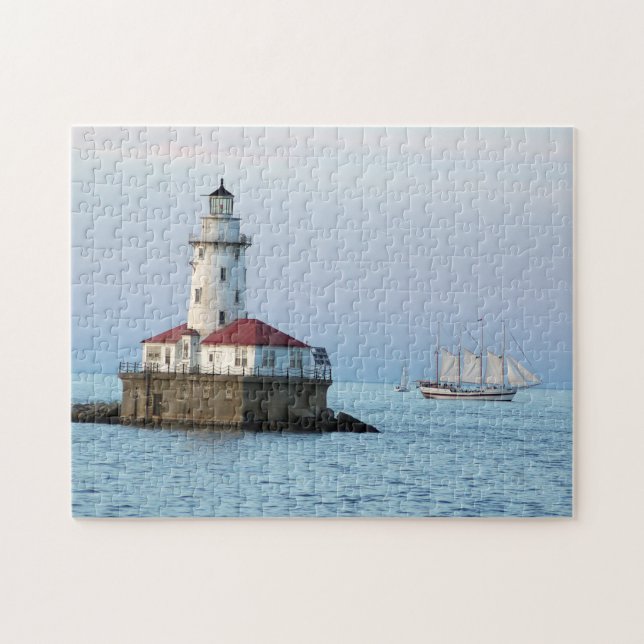 Chicago Breakwater Light & WIndy II Puzzle (Horizontal)