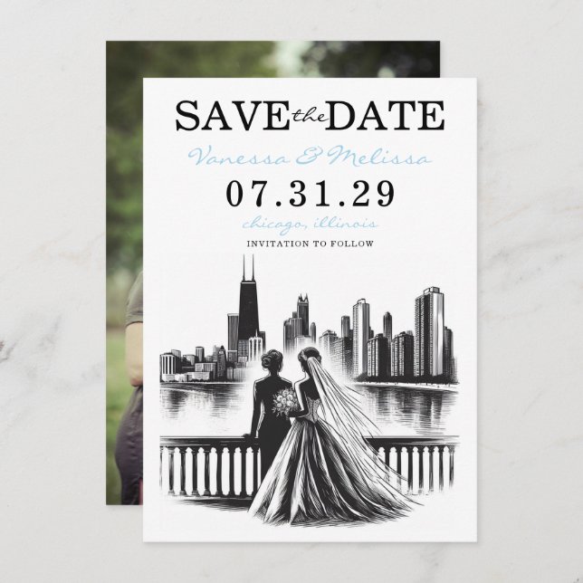 Chicago Brides Save The Date (Vorne/Hinten)