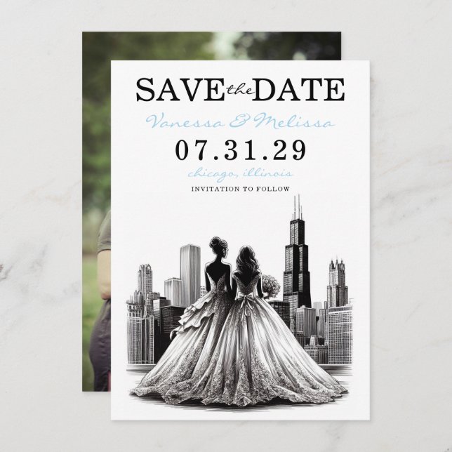 Chicago Brides Save The Date (Vorne/Hinten)