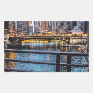 Chicago Bridges & Lights Rechteckiger Aufkleber