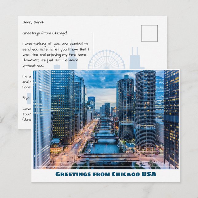 Chicago Bridges Postkarte (Vorne/Hinten)