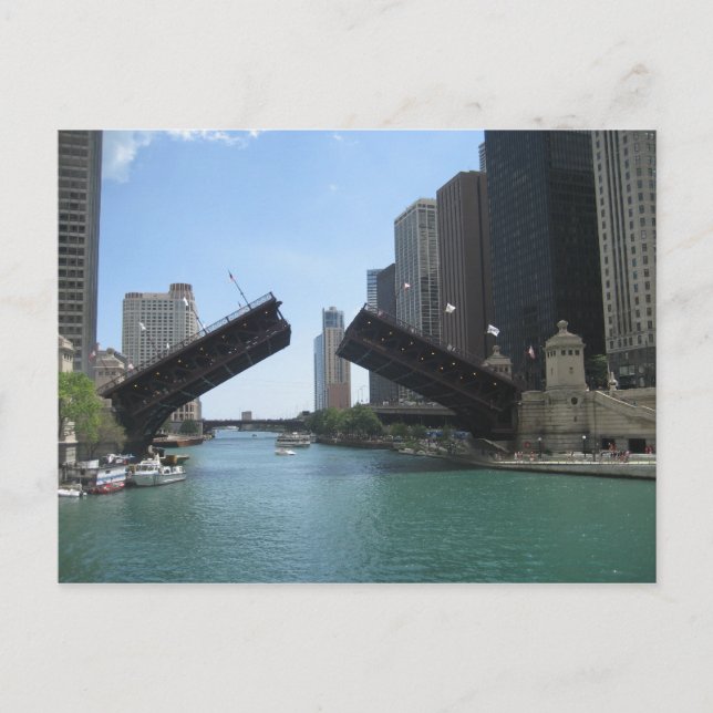 Chicago-Brücke und Fluss Postkarte (Vorderseite)