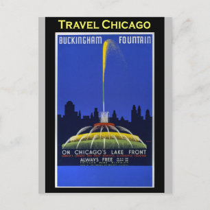Chicago Buckingham Fountain Vintage Travel Postkarte