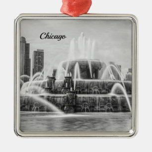 Chicago Buckingham Grayscale Metal Ornament Aus Metall