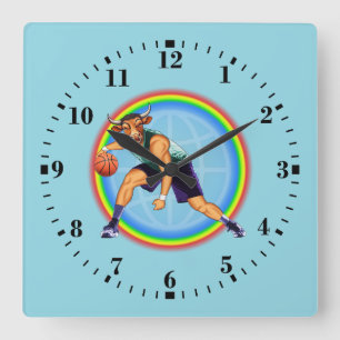 Chicago Bulls Basketballspieler in Aktion Quadratische Wanduhr