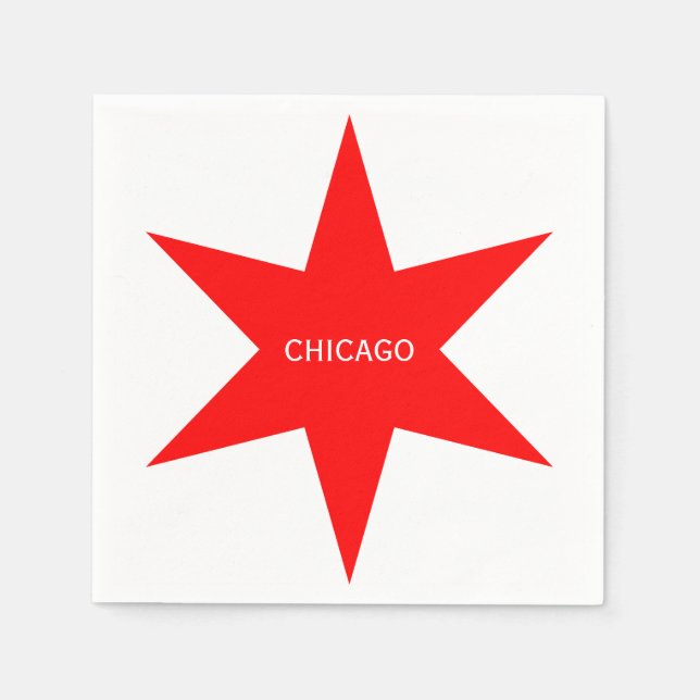 "CHICAGO" - Chicago Flag Red 6-Punkte-Star Serviette (Vorderseite)