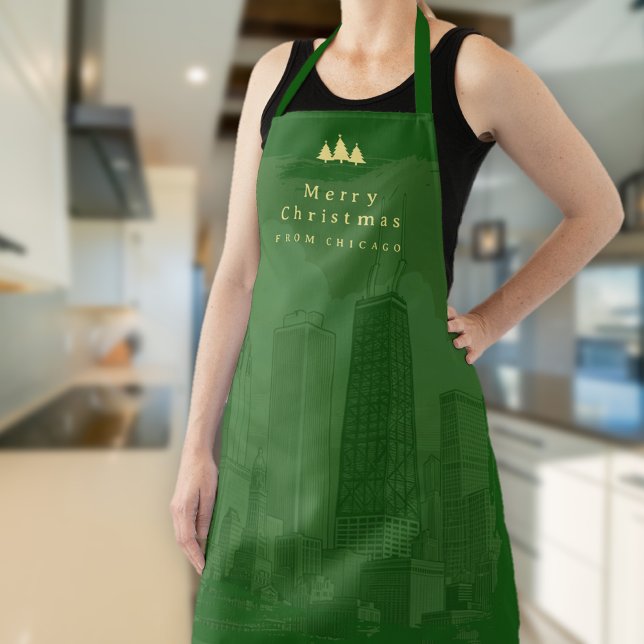 Chicago Christmas All-Over Print Schürze (Chicago Christmas All-Over Print Apron)