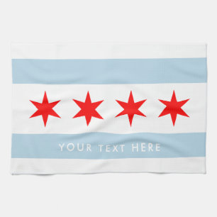 Chicago City Flag benutzerdefinierte Küchenhandtuc Geschirrtuch