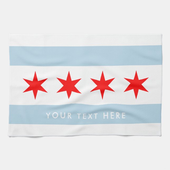 Chicago City Flag benutzerdefinierte Küchenhandtuc Geschirrtuch (Horizontal)