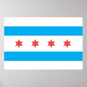 Chicago city flag poster