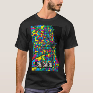Chicago City Map - Abstrakte Kunstdruckerei T-Shirt