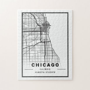 Chicago City Map Modern Minimalist Puzzle
