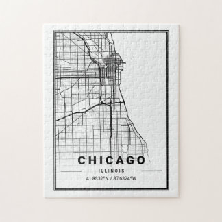 Chicago City Map Modern Minimalist Puzzle