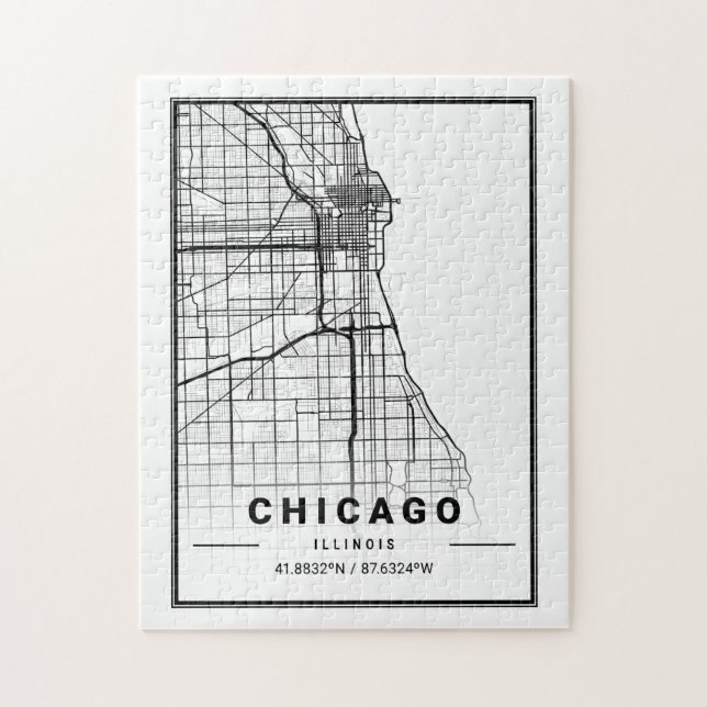 Chicago City Map Modern Minimalist Puzzle (Vertikal)